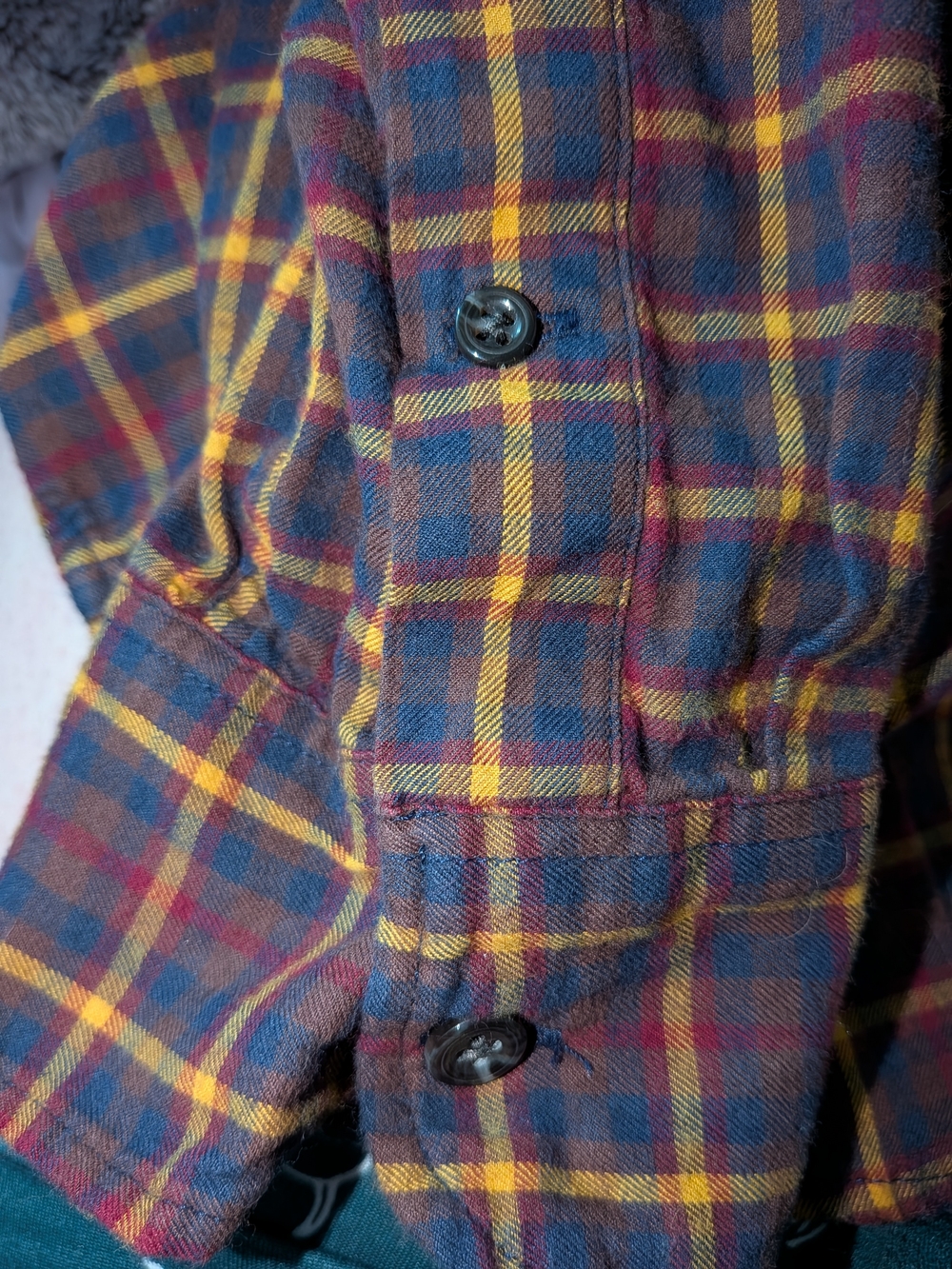 J. Crew Men’s Plaid Button-Down Shirt in Navy, Red, Yellow - Picture 3 of 5